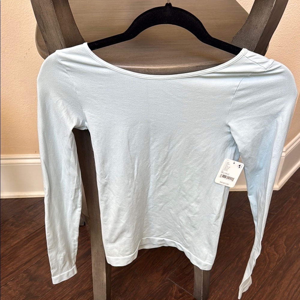 Fitted Blue Long Sleeve Blouse
